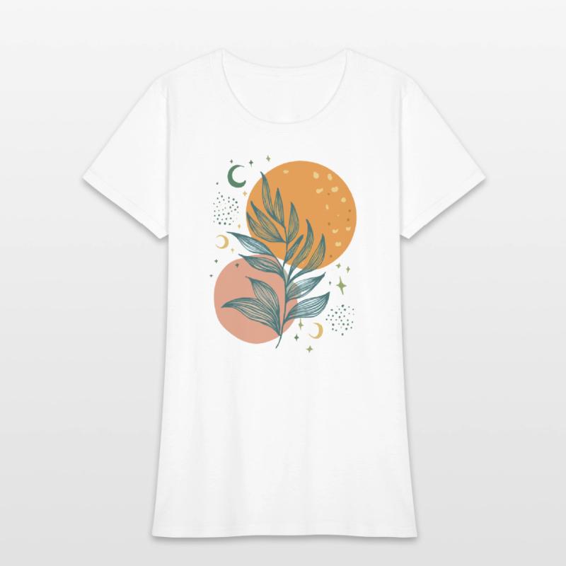 Boho Moon and Leaf Art: Chic Botanical Design