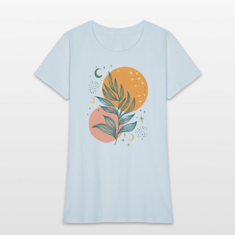 Boho Moon and Leaf Art: Chic Botanical Design