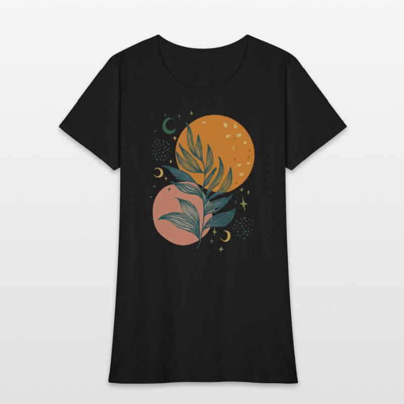 Boho Moon and Leaf Art: Chic Botanical Design