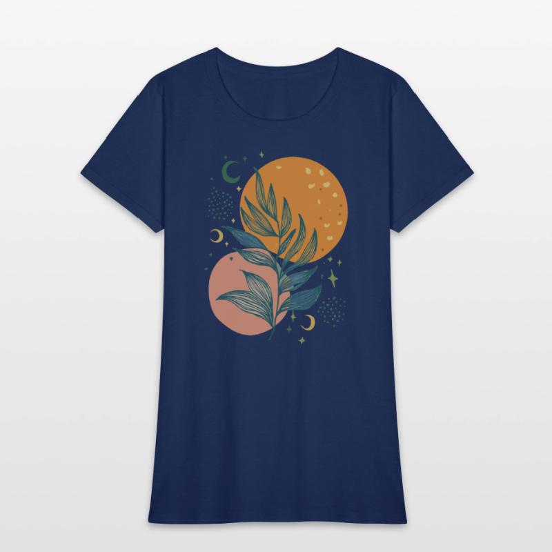 Boho Moon and Leaf Art: Chic Botanical Design