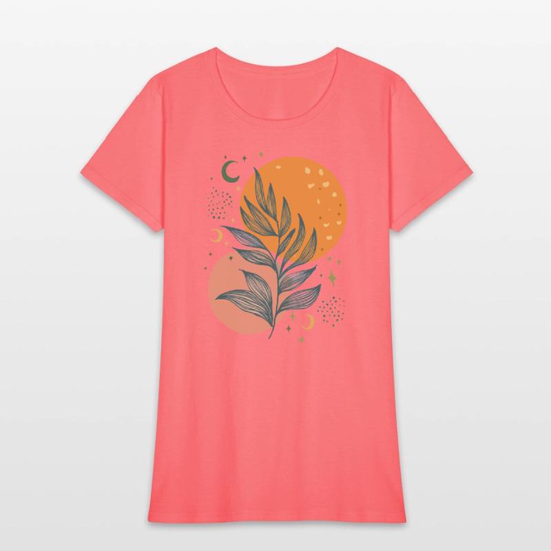 Boho Moon and Leaf Art: Chic Botanical Design