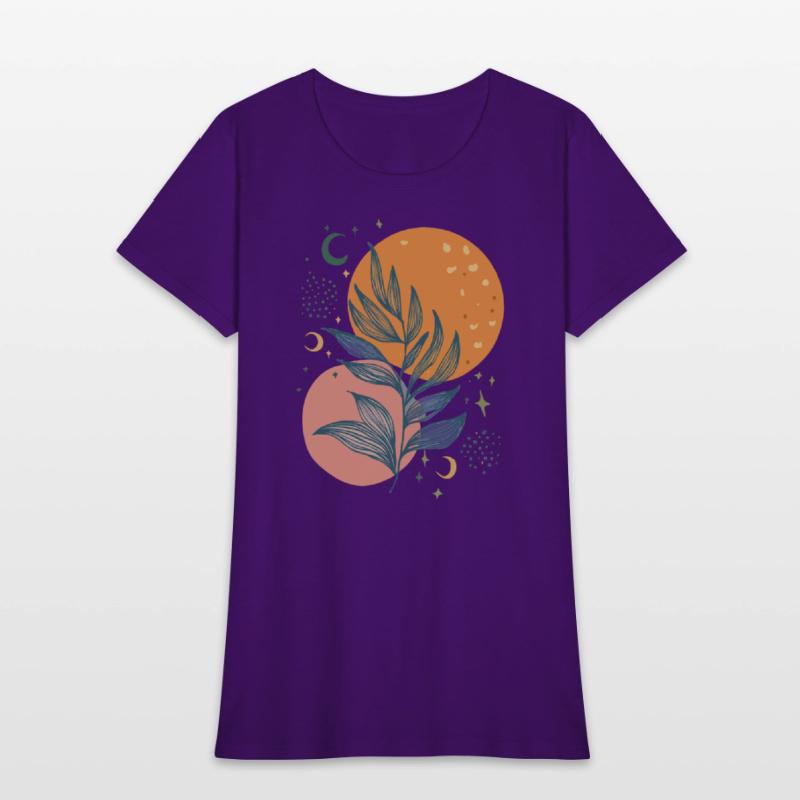 Boho Moon and Leaf Art: Chic Botanical Design