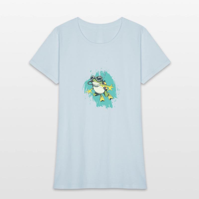 Cartoon Diver Frog Dives Underwater