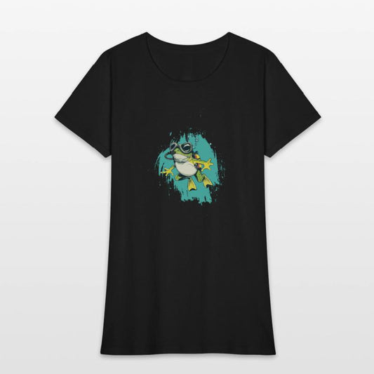 Cartoon Diver Frog Dives Underwater