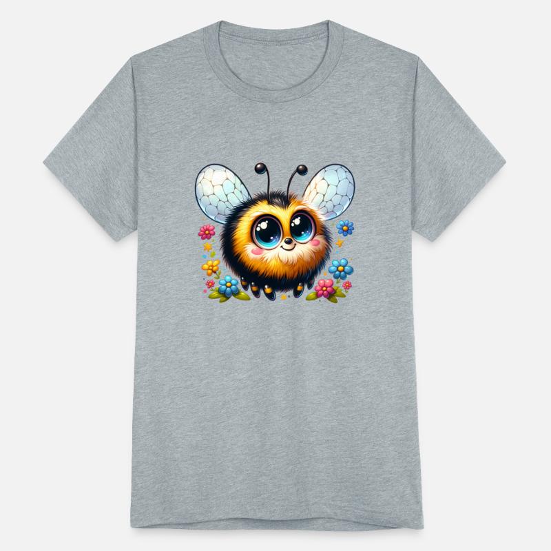 Charming Cartoon Bumblebee with Flowers Artwork