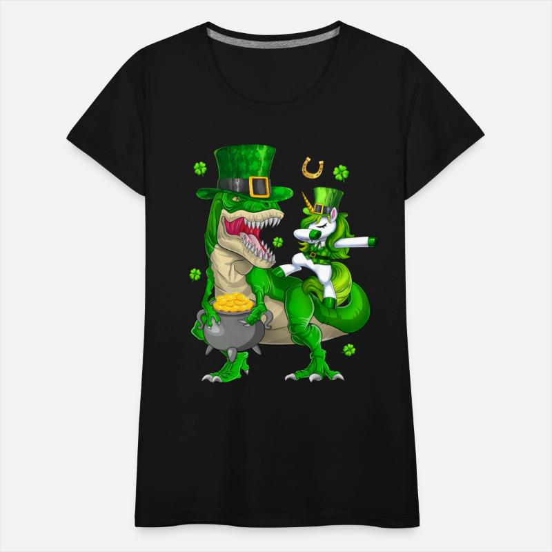 St Patricks Day Dabbing Unicorn Riding Dinosaur