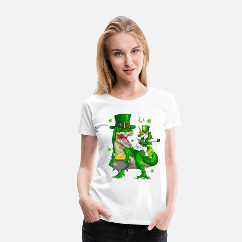 St Patricks Day Dabbing Unicorn Riding Dinosaur