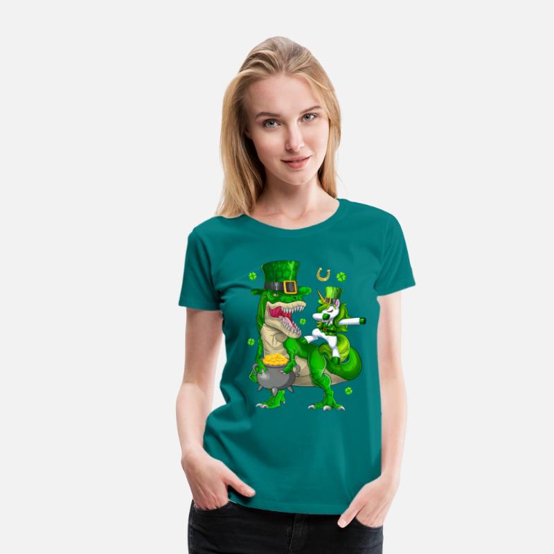 St Patricks Day Dabbing Unicorn Riding Dinosaur