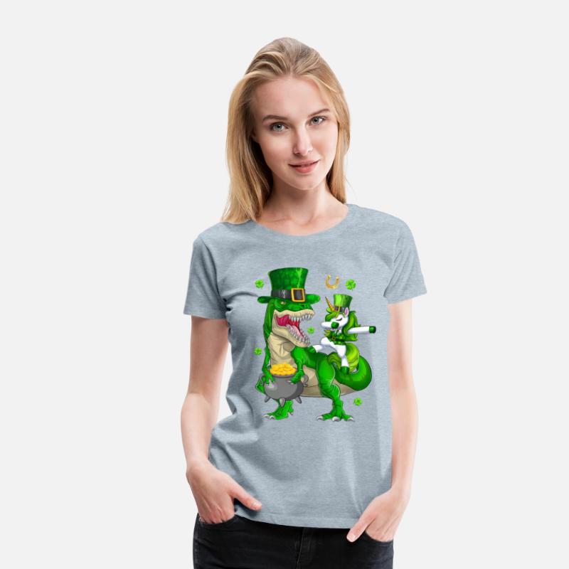 St Patricks Day Dabbing Unicorn Riding Dinosaur