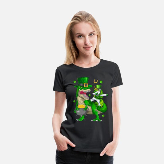 St Patricks Day Dabbing Unicorn Riding Dinosaur