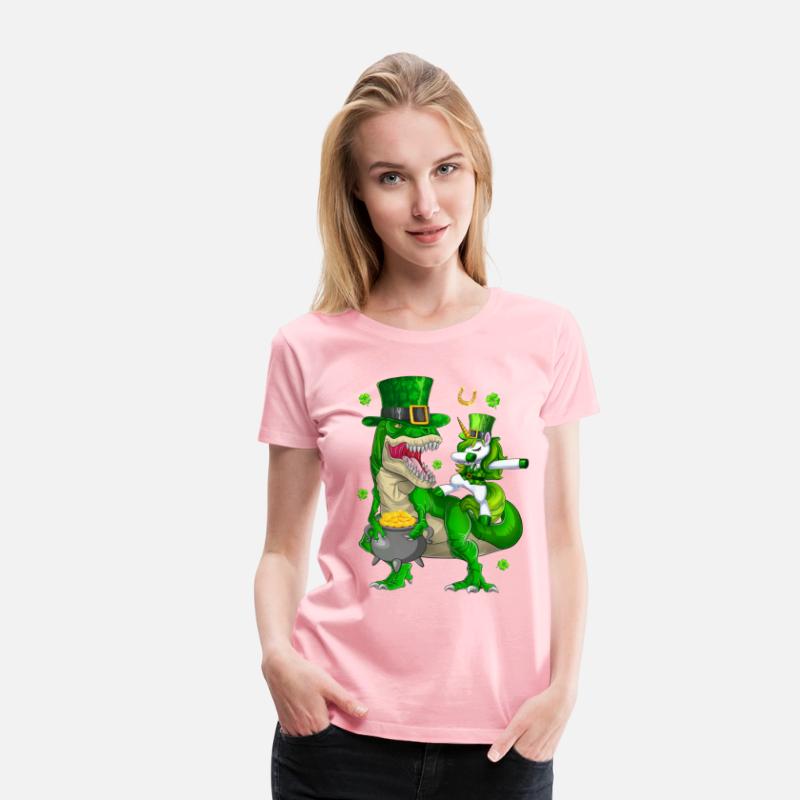 St Patricks Day Dabbing Unicorn Riding Dinosaur