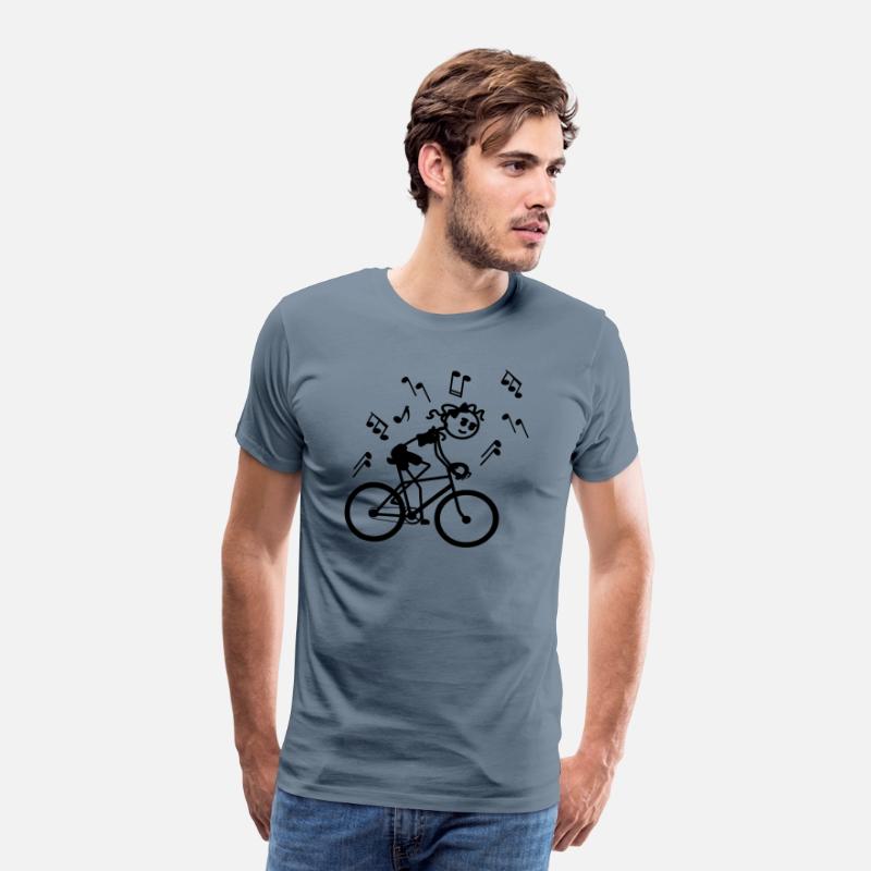 Stick figure girl on bicycle with musical notes