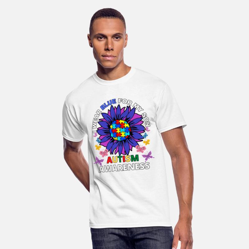 sunflower i wear blue for my son autism awareness