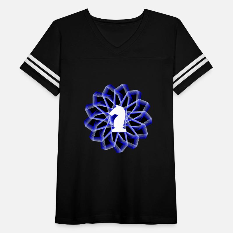 White Chess Knight in Blue Geometric Star Black