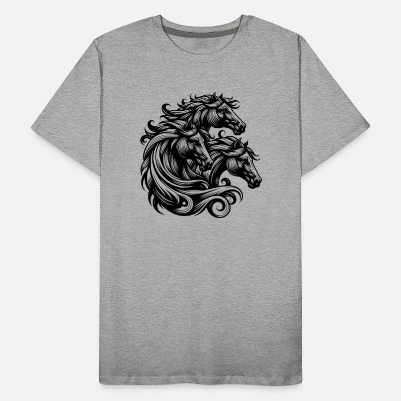 Wild Horse Heads With Elegant Manes In The Wind