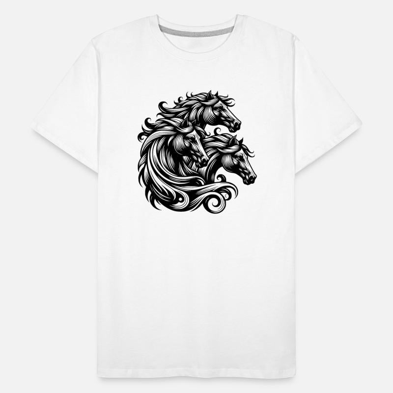 Wild Horse Heads With Elegant Manes In The Wind