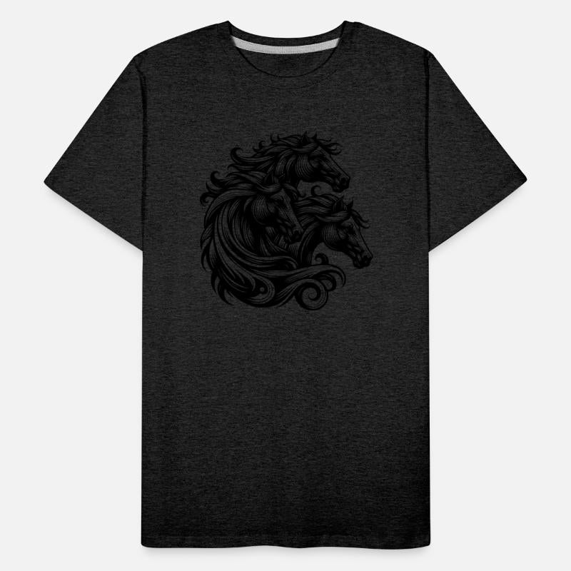 Wild Horse Heads With Elegant Manes In The Wind