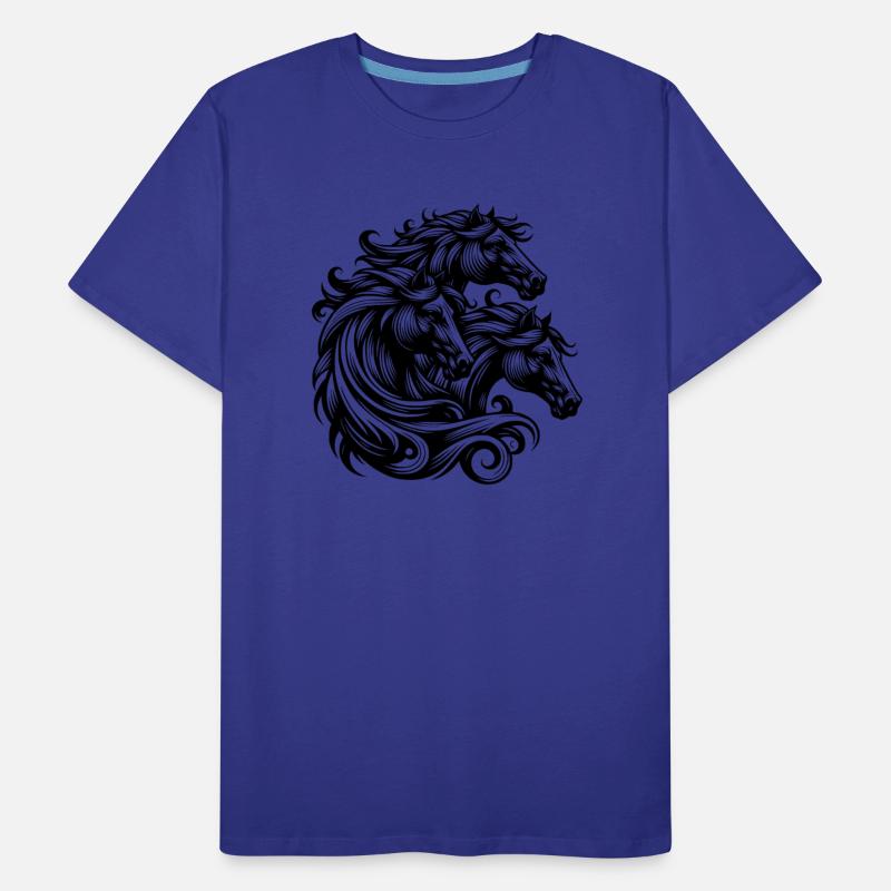 Wild Horse Heads With Elegant Manes In The Wind