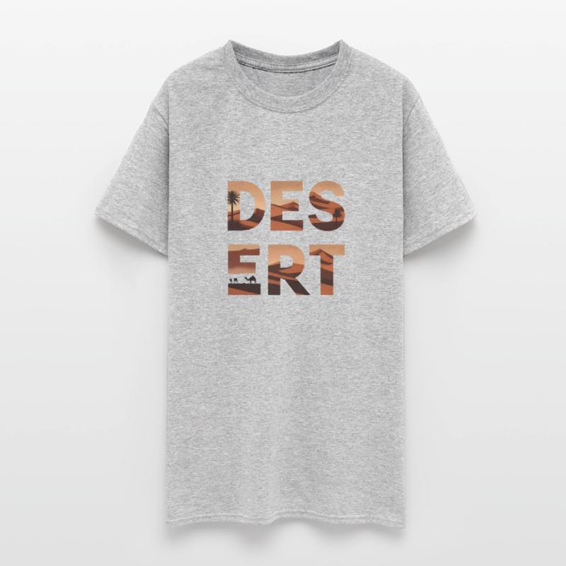 word DESERT spaced out in wide caps